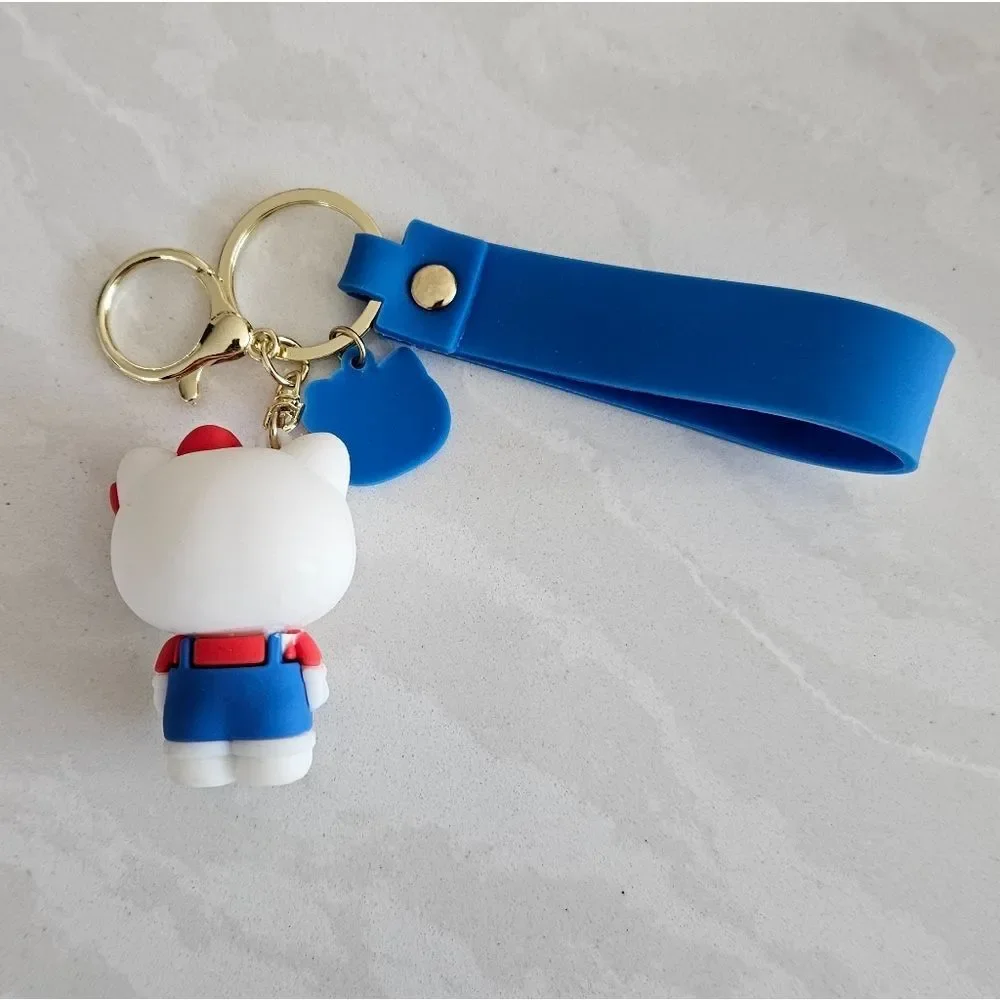 Hello Kitty Holding Corn Keychain with Blue Strap